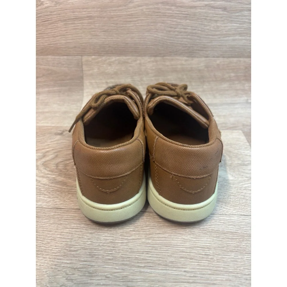 Lands End Mens Boat Shoes Cognac Brown Moc Toe Nautical Loafers 7.5 D CE20490M-J